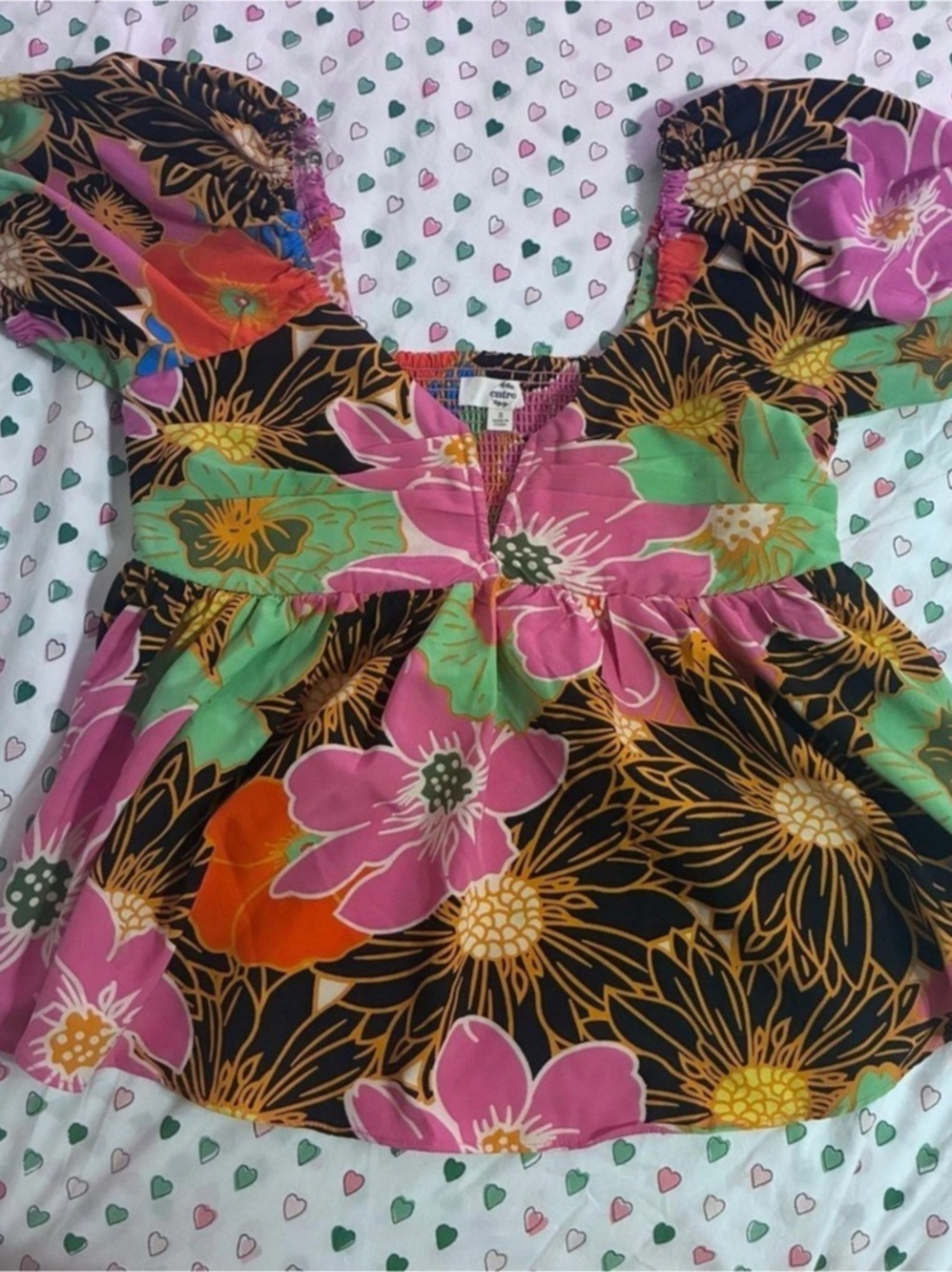 entro Floral Casual Dress in Black & Pink Like New